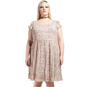 Tripp NYC Sookie Skull Chiffon Dress Size 22 Punk Goth Whimsigoth Tan Flaw
